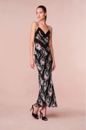 Black Coffee Women LoveShackFancy Castle Floral Maxi Skirts | CNS-283709