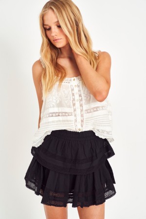 Black Women LoveShackFancy Ruffle Mini Heritage Skirts | LHM-732401