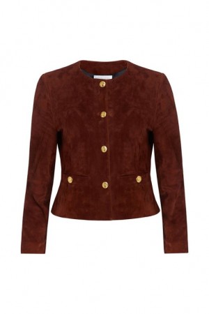 Brown Women LoveShackFancy Susanna Chow New York Tessa Suede Jackets | TEG-526487