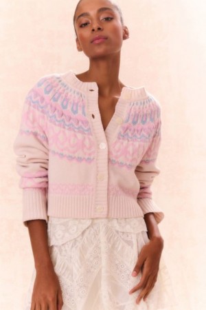 Confetti Cake Women LoveShackFancy Shantae Wool Knit Cardigan | UYO-193674