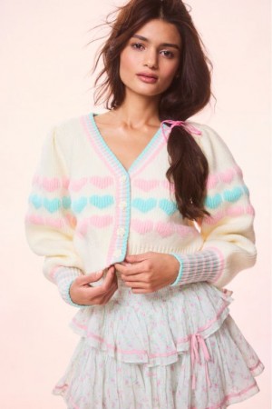 Fairy Forset Women LoveShackFancy Buena Re-edition Heart Knit Cardigan | RKX-291038