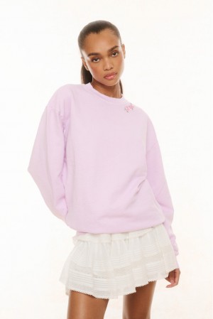 Lavender White Women LoveShackFancy Palo Pullover | VTO-947832