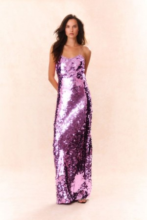 Light Purple Women LoveShackFancy Anora Sequin Gown Dress | WFP-765180