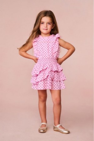 Pink Kids' LoveShackFancy Decker Cotton Bow Dress | ZFI-504862