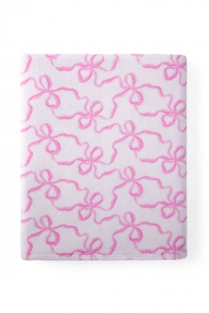 Pink Women LoveShackFancy Cotton Bath Towel In Bow Print Bath | CYP-028761