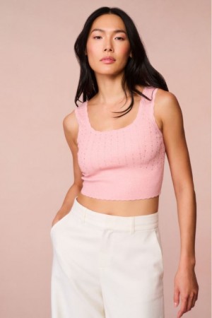 Pink Women LoveShackFancy Prague Crystal Knit Tank Tops | GER-896370