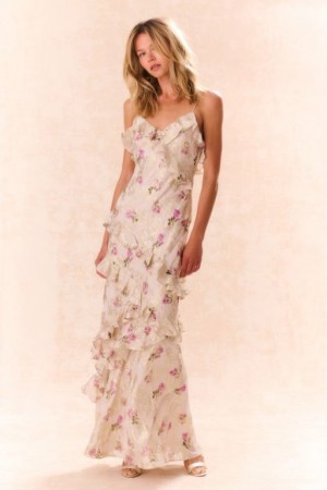 Purple Women LoveShackFancy Rialto Floral Silk Maxi Dress | DNR-276148