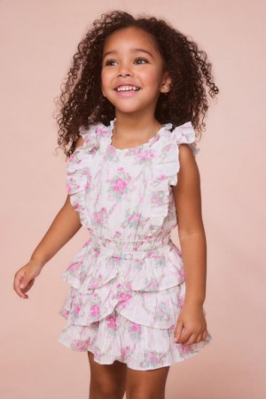 Rose Kids' LoveShackFancy Decker Floral Ruffle Mini Dress | AVI-015934