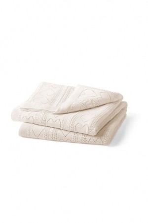 White Women LoveShackFancy Pointelle Throw Blanket Bedding | XER-670514