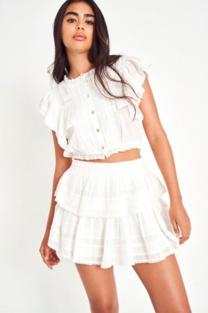 White Women LoveShackFancy Ruffle Mini Heritage Skirts | LRP-820546