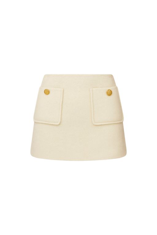 Beige Women LoveShackFancy Chula Wool Mini Skirts | NIB-465708