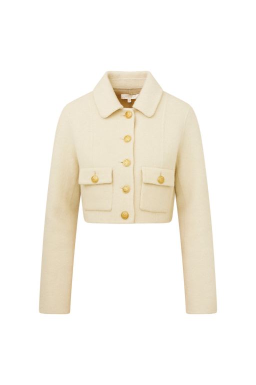 Beige Women LoveShackFancy Lettie Wool Military-inspired Jackets | IYZ-941780