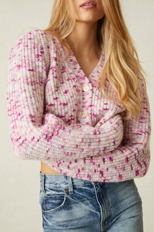 Berry Medley Women LoveShackFancy Avignon Hand Painted Crop Cardigan | TEP-487506