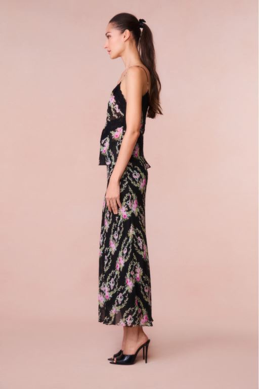 Black Coffee Women LoveShackFancy Castle Floral Maxi Skirts | CNS-283709