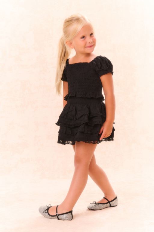 Black Kids' LoveShackFancy Fabielle Cotton Ruffle Tops | XYQ-840973