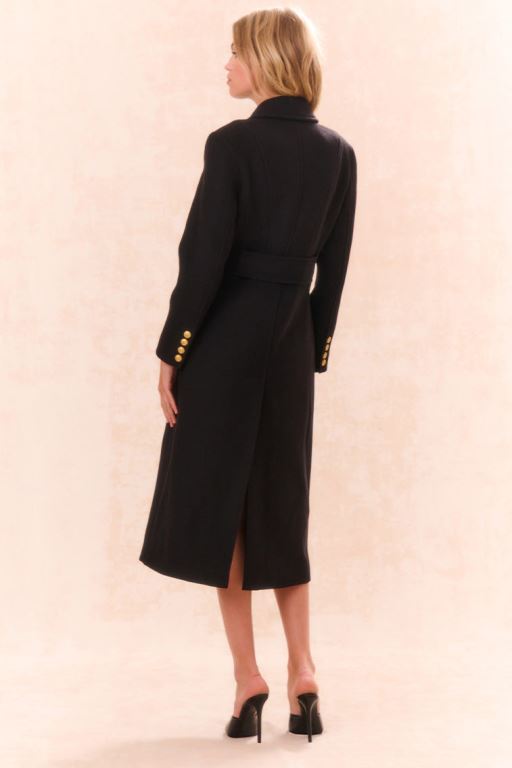 Black Women LoveShackFancy Angeli Wool Military Coats | VWO-034926