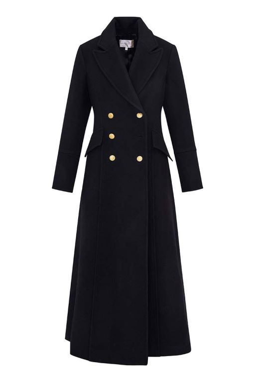 Black Women LoveShackFancy Angeli Wool Military Coats | VWO-034926