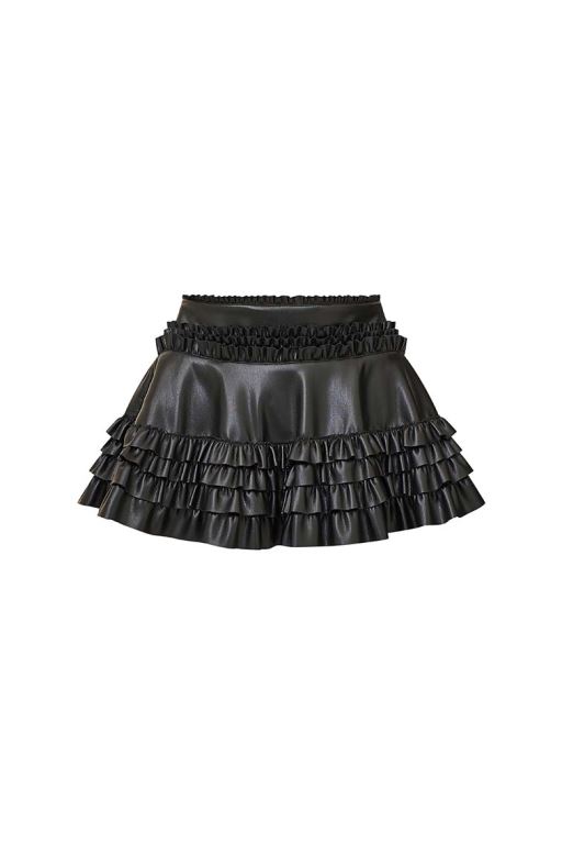 Black Women LoveShackFancy Audria Vegan Leather Skirts | SDR-423198