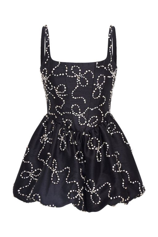 Black Women LoveShackFancy Brookhaven Embellished Mini Dress | WHY-978615