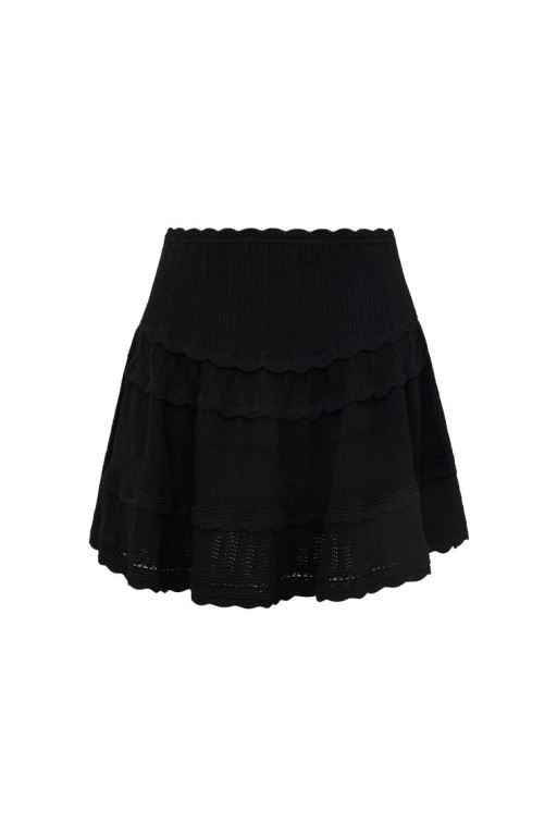 Black Women LoveShackFancy Colella Pointelle Knit Mini Skirts | ISU-587092