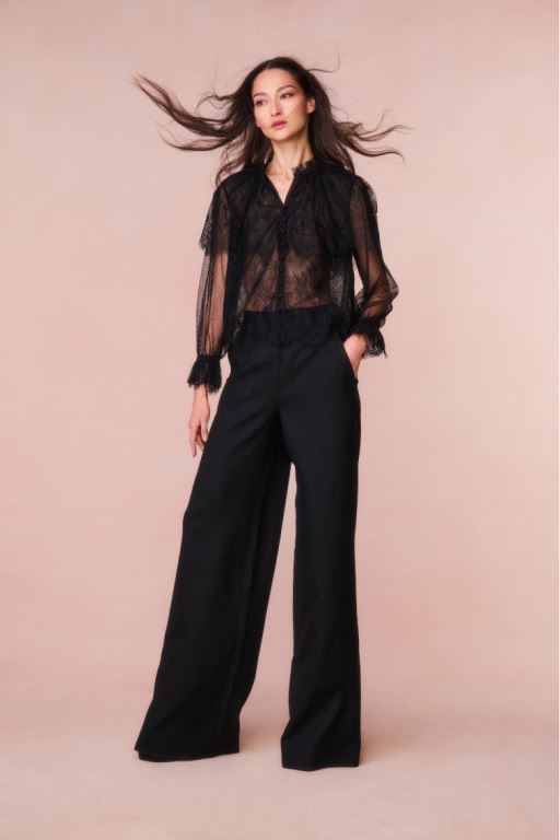 Black Women LoveShackFancy Duquette Sheer Lace Tops | YIL-894203