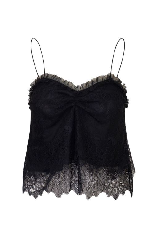 Black Women LoveShackFancy Ferni Lace Cami Tops | UEJ-981632