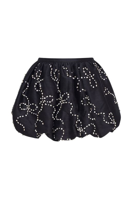 Black Women LoveShackFancy Flince Embellished Mini Bubble Skirts | MDP-827354