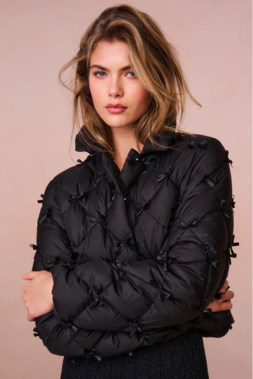 Black Women LoveShackFancy Kasey Quilted Bow-embellished Jackets | YIW-916280