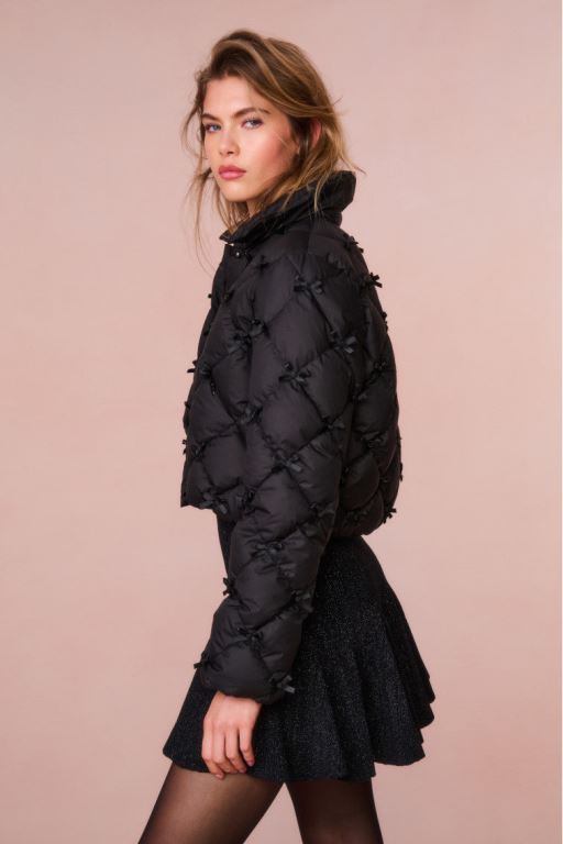 Black Women LoveShackFancy Kasey Quilted Bow-embellished Jackets | YIW-916280