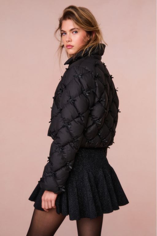 Black Women LoveShackFancy Kasey Quilted Bow-embellished Jackets | YIW-916280