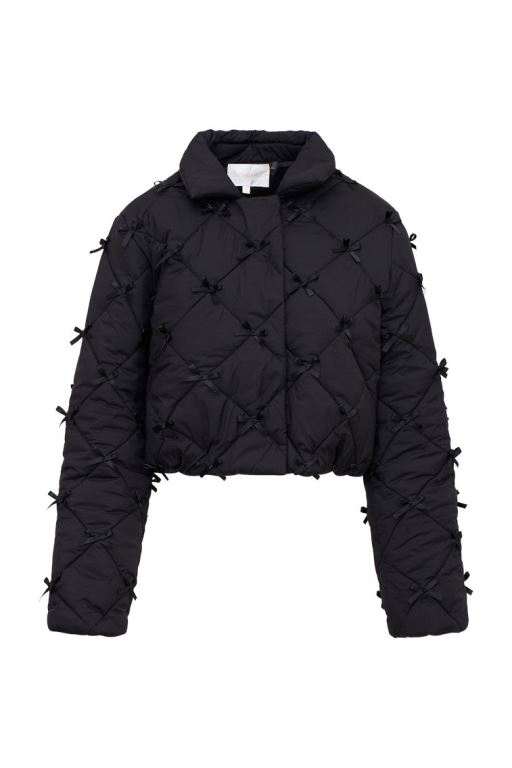 Black Women LoveShackFancy Kasey Quilted Bow-embellished Jackets | YIW-916280