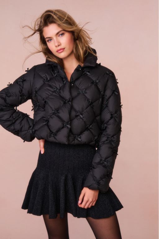 Black Women LoveShackFancy Kasey Quilted Bow-embellished Jackets | YIW-916280