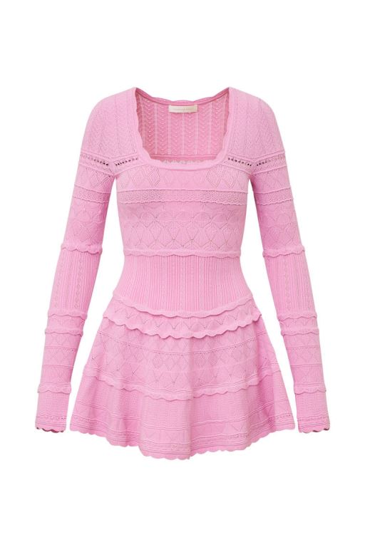 Black Women LoveShackFancy Lavender Pointelle Knit Mini Dress | JFK-247830