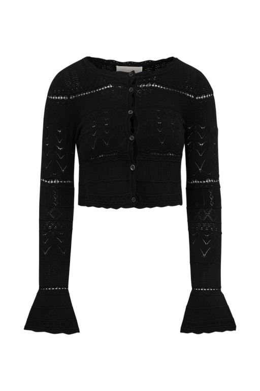 Black Women LoveShackFancy Media Pointelle Knit Cardigan | MGT-739086