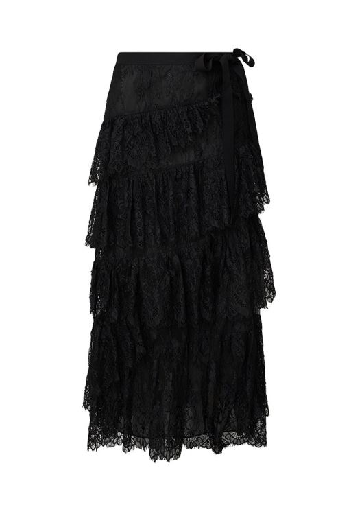 Black Women LoveShackFancy Merado Lace Maxi Skirts | VKJ-960135