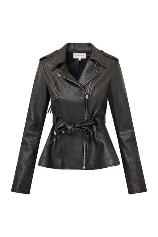 Black Women LoveShackFancy Montine Lamb Leather Moto Jackets | JAL-821605