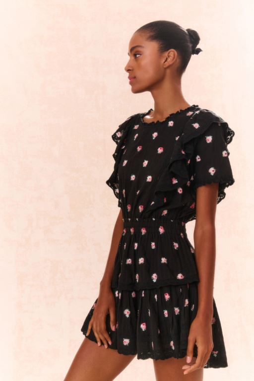 Black Women LoveShackFancy Natasha Cotton Floral Dress | TJZ-253960