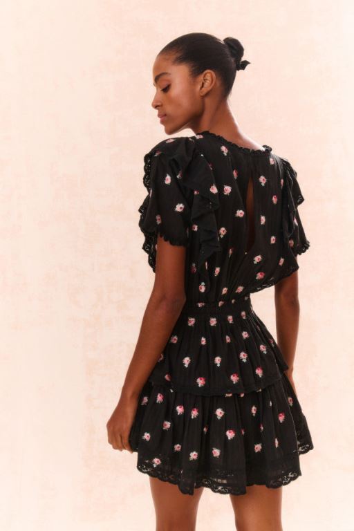 Black Women LoveShackFancy Natasha Cotton Floral Dress | TJZ-253960