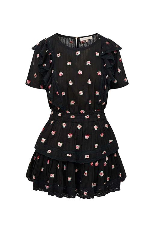 Black Women LoveShackFancy Natasha Cotton Floral Dress | TJZ-253960