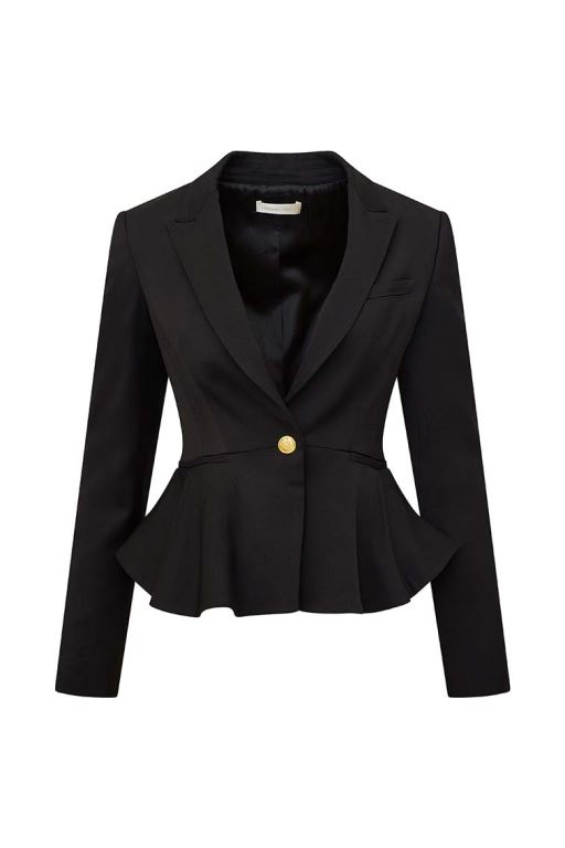 Black Women LoveShackFancy Pantonia Wool-blend Peplum Blazers | VKI-419537