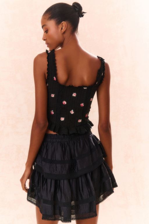 Black Women LoveShackFancy Ruffle Mini Tiered Skirts | TLO-853192