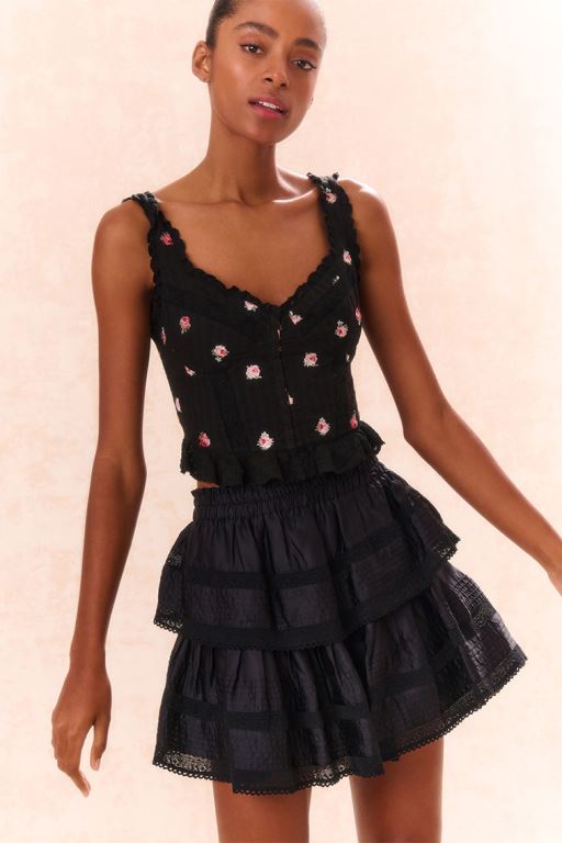 Black Women LoveShackFancy Ruffle Mini Tiered Skirts | TLO-853192