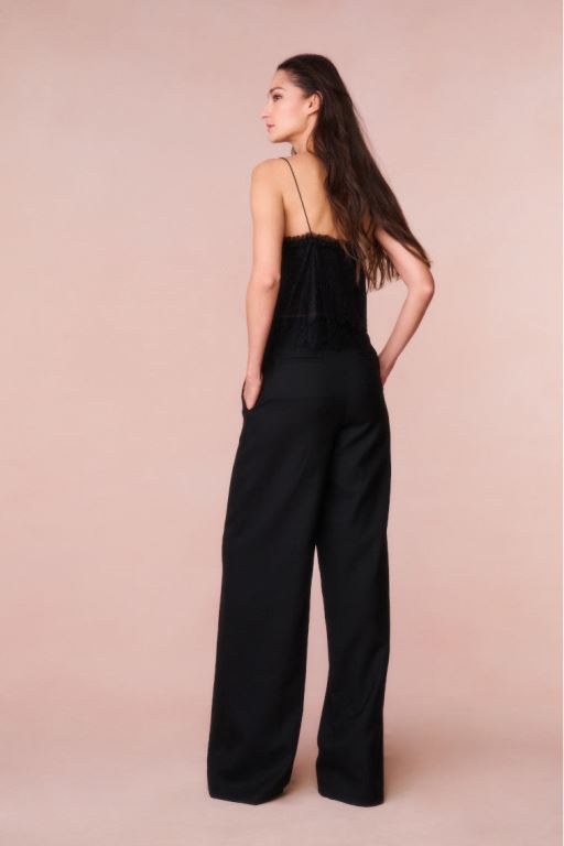 Black Women LoveShackFancy Samuela Wide Leg Trouser Pants | ZMC-851439