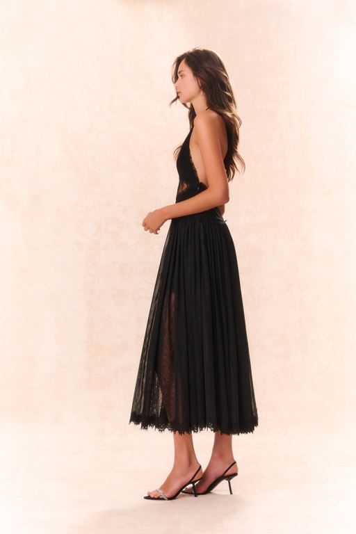 Black Women LoveShackFancy Serendipity Lace Maxi Halter Dress | LWO-083946