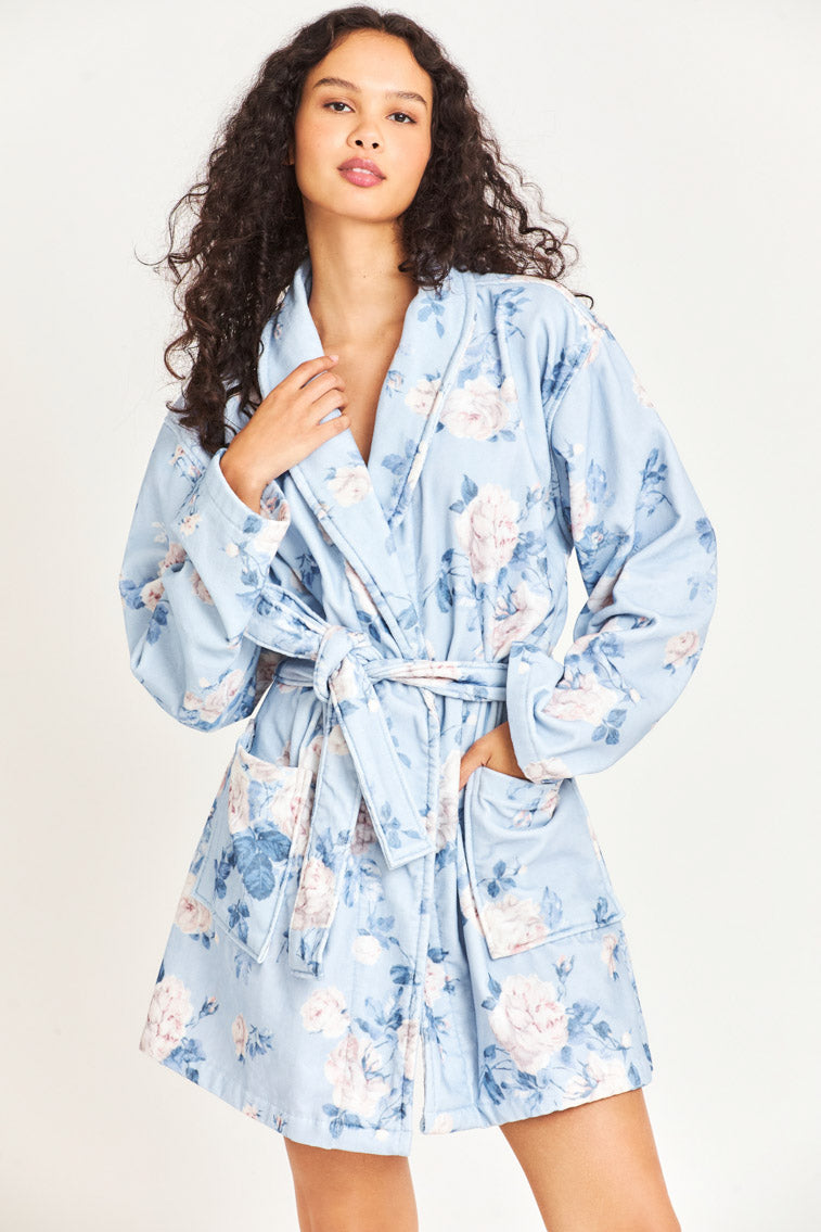 Blue Women LoveShackFancy Indie Cotton Bath Robe Sleepwear | ANO-214793