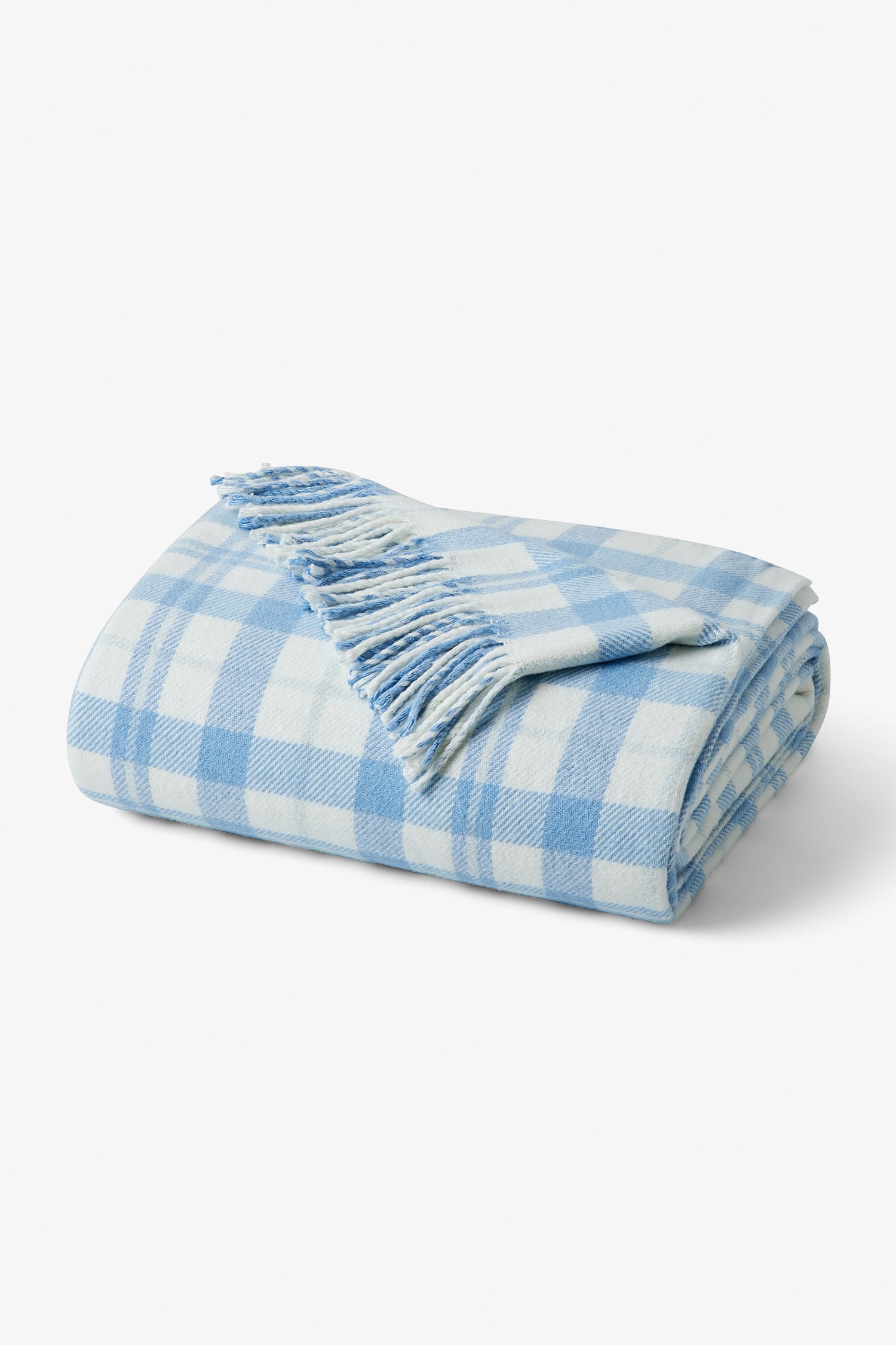 Blue Women LoveShackFancy Plaid Cotton Throw Blanket Bedding | UAR-610394