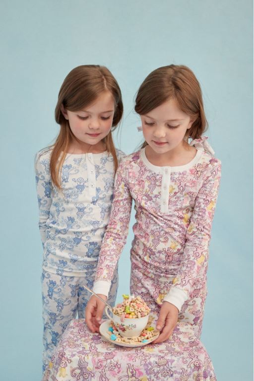 Blue Women LoveShackFancy Roller Rabbit X Loveshackfancy Pastiche De Monkey Kids Pajama Sleepwear | MKR-401387