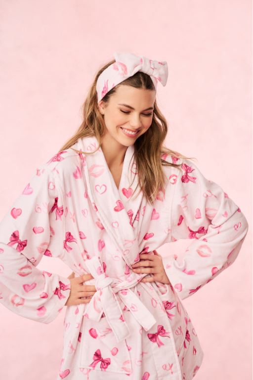 Blushing Kisses Women LoveShackFancy Bow Face Wash Beauty Headband Sleepwear | TVL-192834