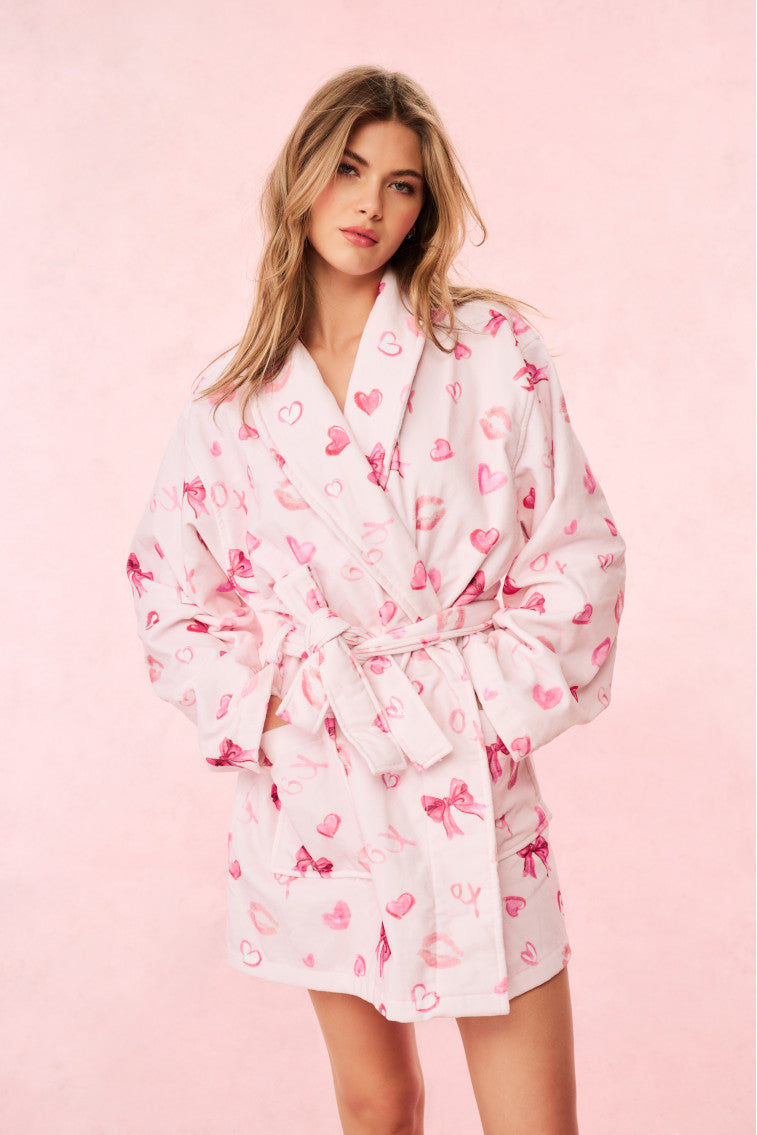 Blushing Kisses Women LoveShackFancy Indie Cotton Bath Robe Sleepwear | LZB-278046