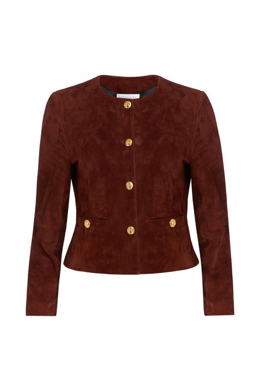 Brown Women LoveShackFancy Susanna Chow New York Tessa Suede Jackets | TEG-526487